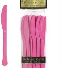 Bright Pink Premium Heavy Weight Plastic Knives