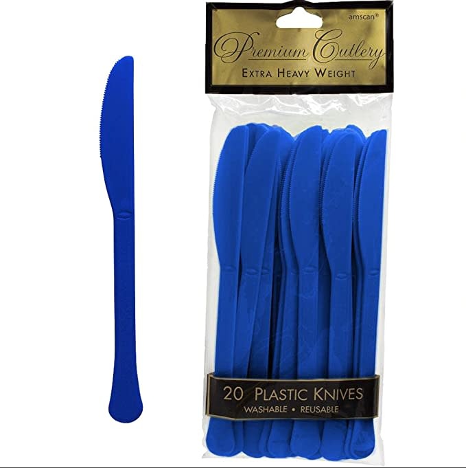 Bright Royal Blue Premium Heavy Weight Plastic Knives