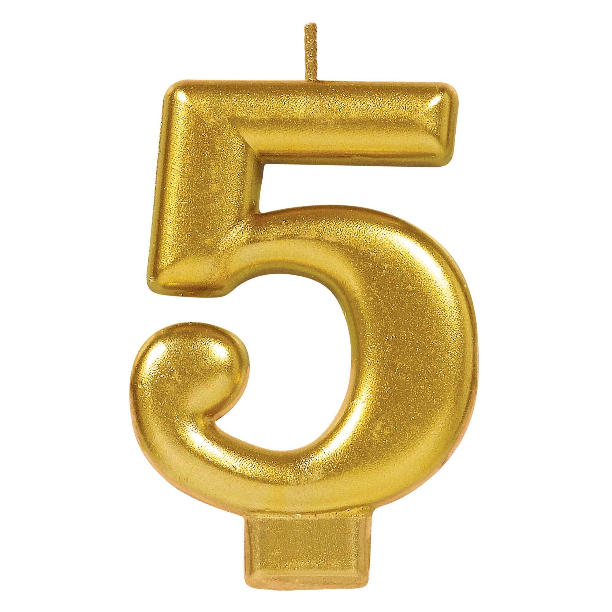 Numeral #5 Metallic Candle - Gold