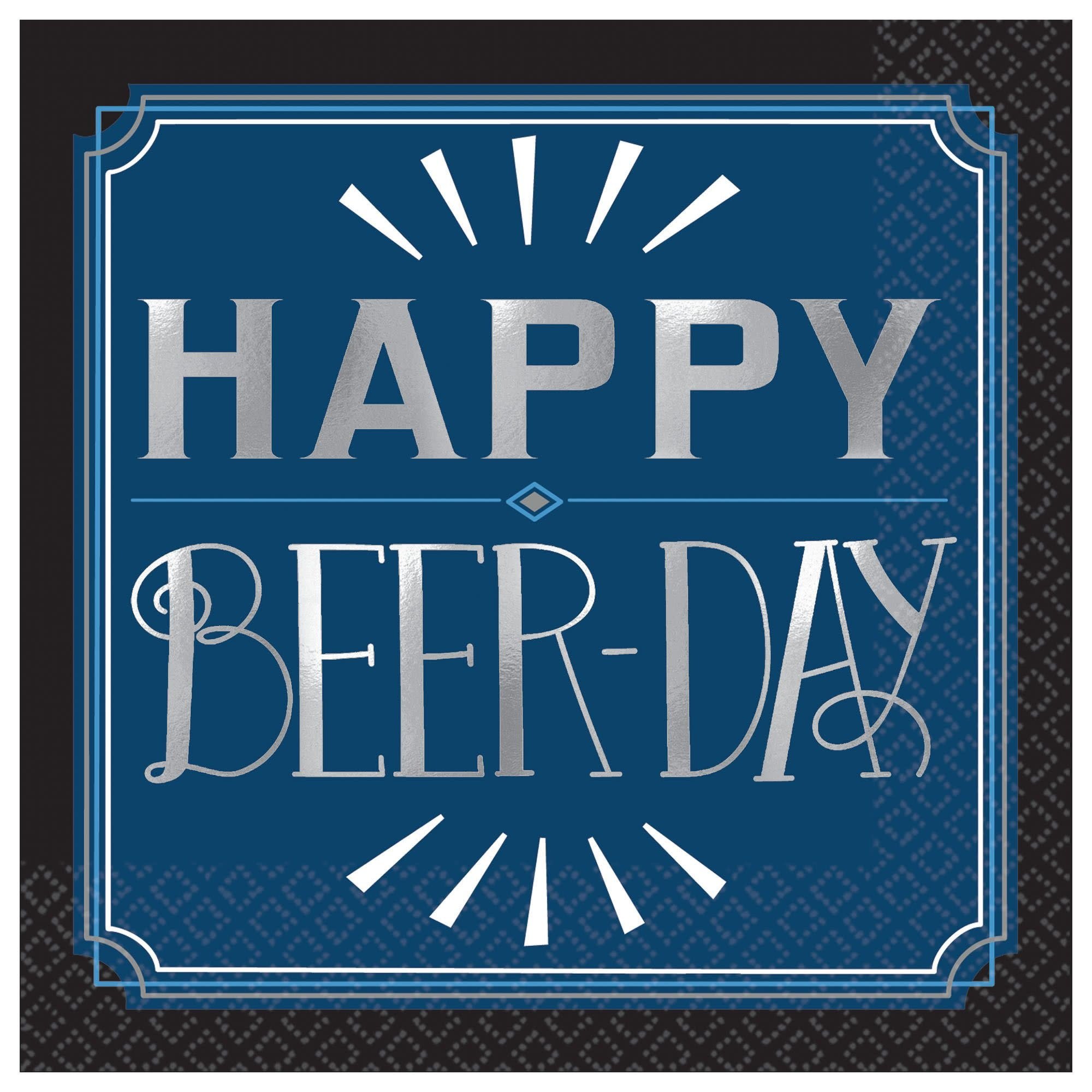 Happy Birthday Man Hot-Stamped Beverage Napkins - Beer Day