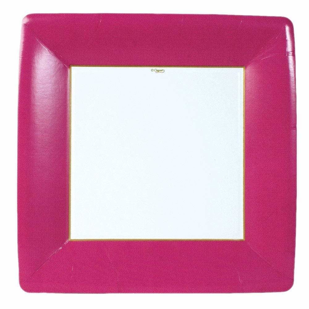 Grosgrain Square Paper Dinner Plates in Rose - 8 Per Package