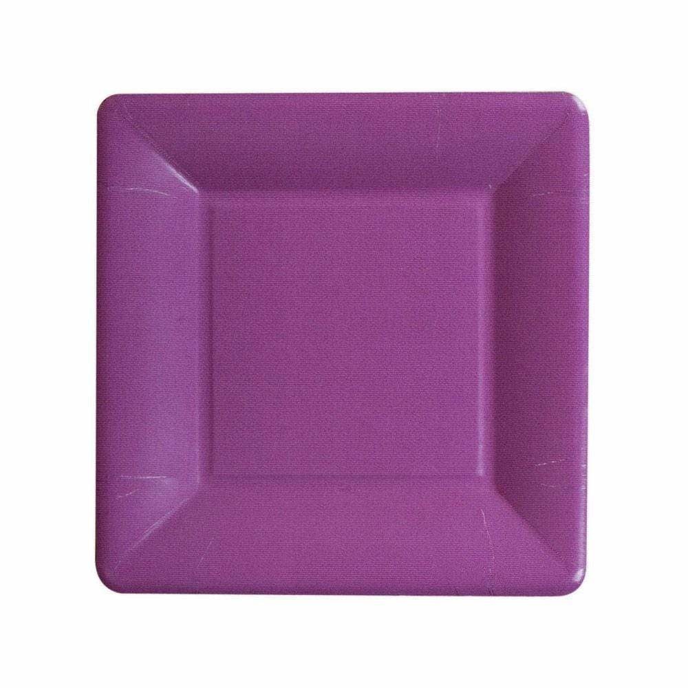 Grosgrain Square Paper Salad & Dessert Plates in Aubergine - 8 Per Package