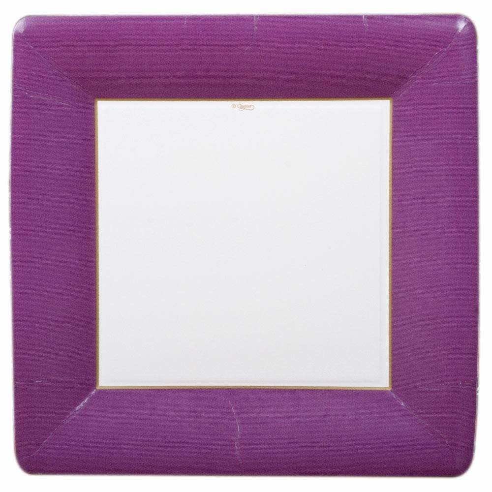 Grosgrain Square Paper Dinner Plates in Aubergine - 8 Per Package