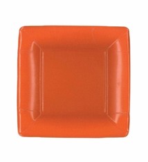 Grosgrain Square Paper Salad & Dessert Plates in Deep Orange - 8 Per Package