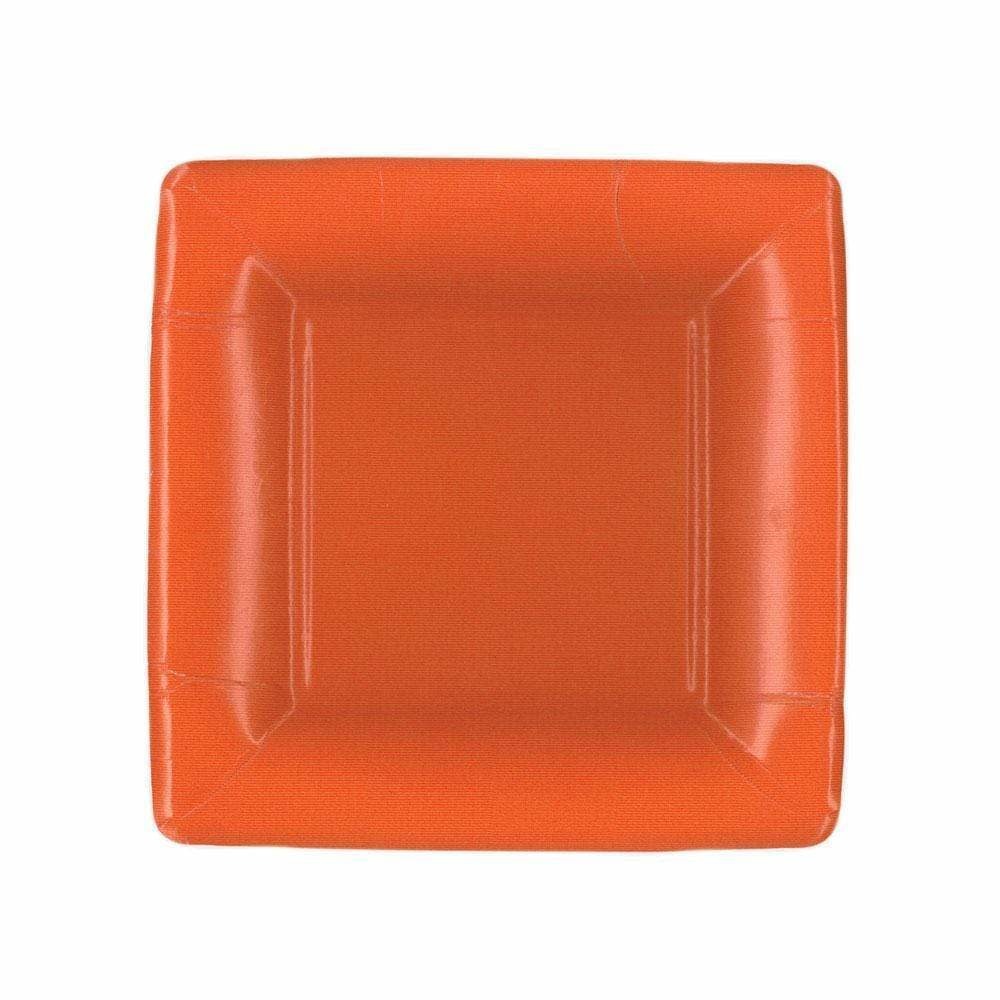 Grosgrain Square Paper Salad & Dessert Plates in Deep Orange - 8 Per Package