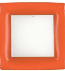 Grosgrain Square Paper Dinner Plates in Deep Orange - 8 Per Package