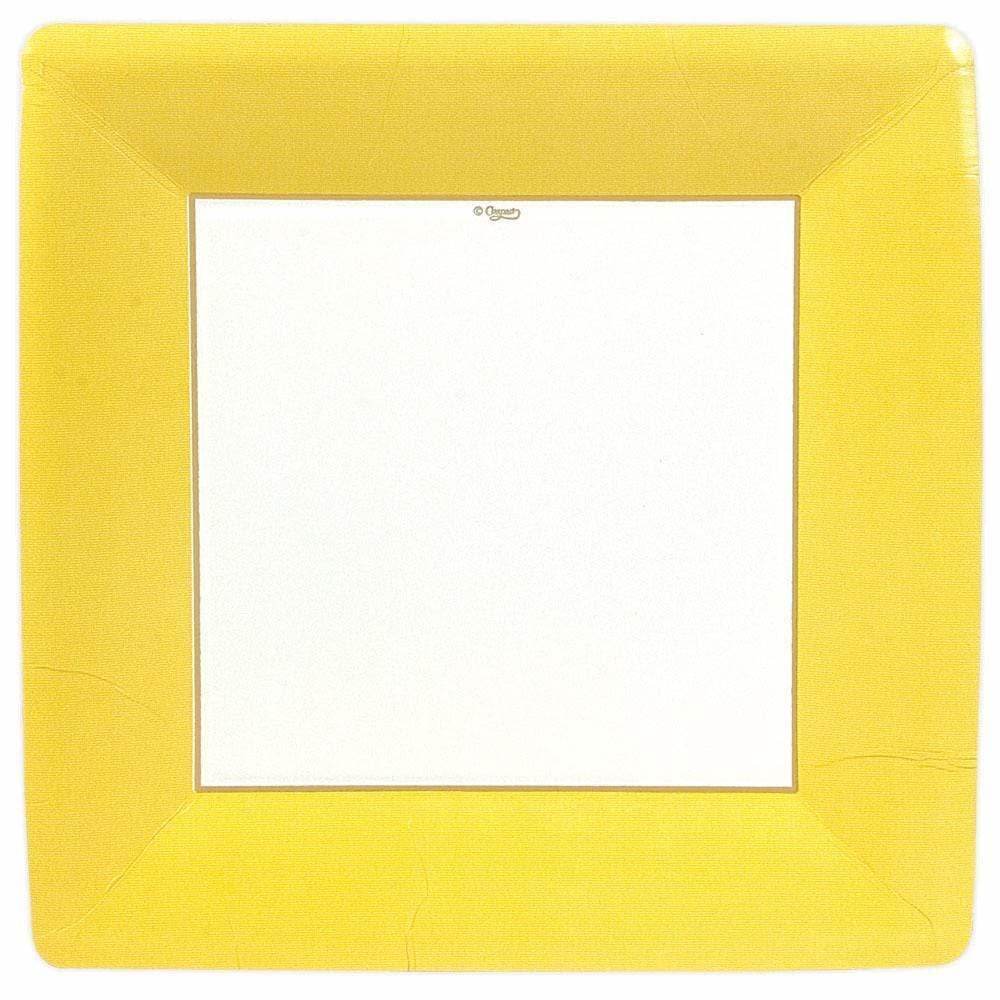 Grosgrain Square Paper Dinner Plates in Yellow - 8 Per Package