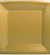 Solid Square Paper Dinner Plates in Gold - 8 Per Package