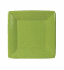 Grosgrain Square Paper Salad & Dessert Plates in Moss Green - 8 Per Package