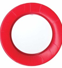 Linen Border Paper Dinner Plates in Red - 8 Per Package