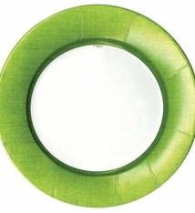 Linen Border Paper Dinner Plates in Moss Green - 8 Per Package