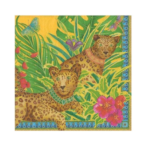 Leopards Paper Luncheon Napkins in Yellow - 20 Per Package