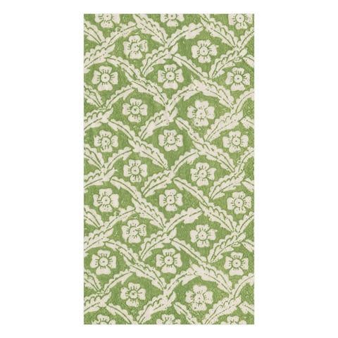 Domino Paper Floral Cross Brace Paper Guest Towel Napkins in Green - 15 Per Package