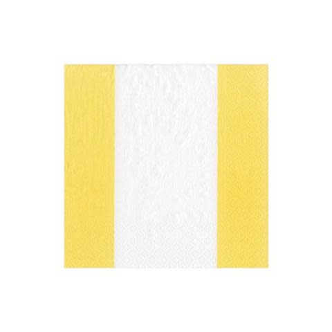 Bandol Stripe Paper Cocktail Napkins in Yellow - 20 Per Package
