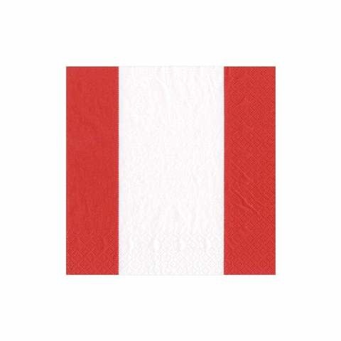 Bandol Stripe Paper Cocktail Napkins in Red - 20 Per Package