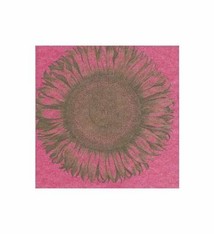 Etched Sunflower Paper Linen Cocktail Napkins in Fuchsia - 15 Per Package