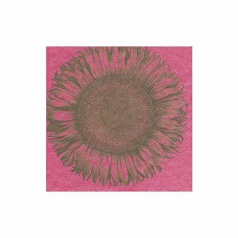 Etched Sunflower Paper Linen Cocktail Napkins in Fuchsia - 15 Per Package