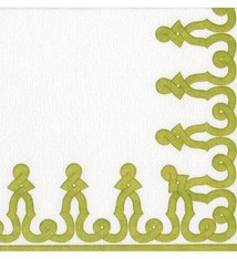 Dessin Passementerie Paper Linen Dinner Napkins in Moss Green - 12 Per Package
