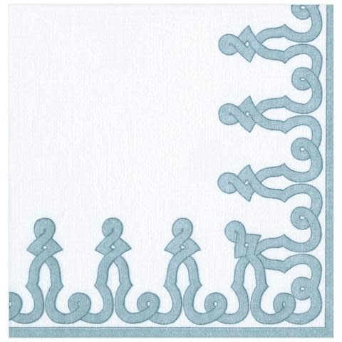 Dessin Passementerie Paper Linen Dinner Napkins in Stone Blue - 12 Per Package