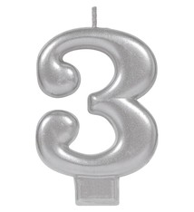 Numeral Metallic Candle #3 - Silver