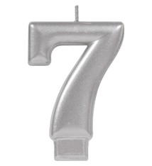 Numeral Metallic Candle #7 - Silver