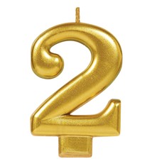 Numeral #2 Metallic Candle - Gold