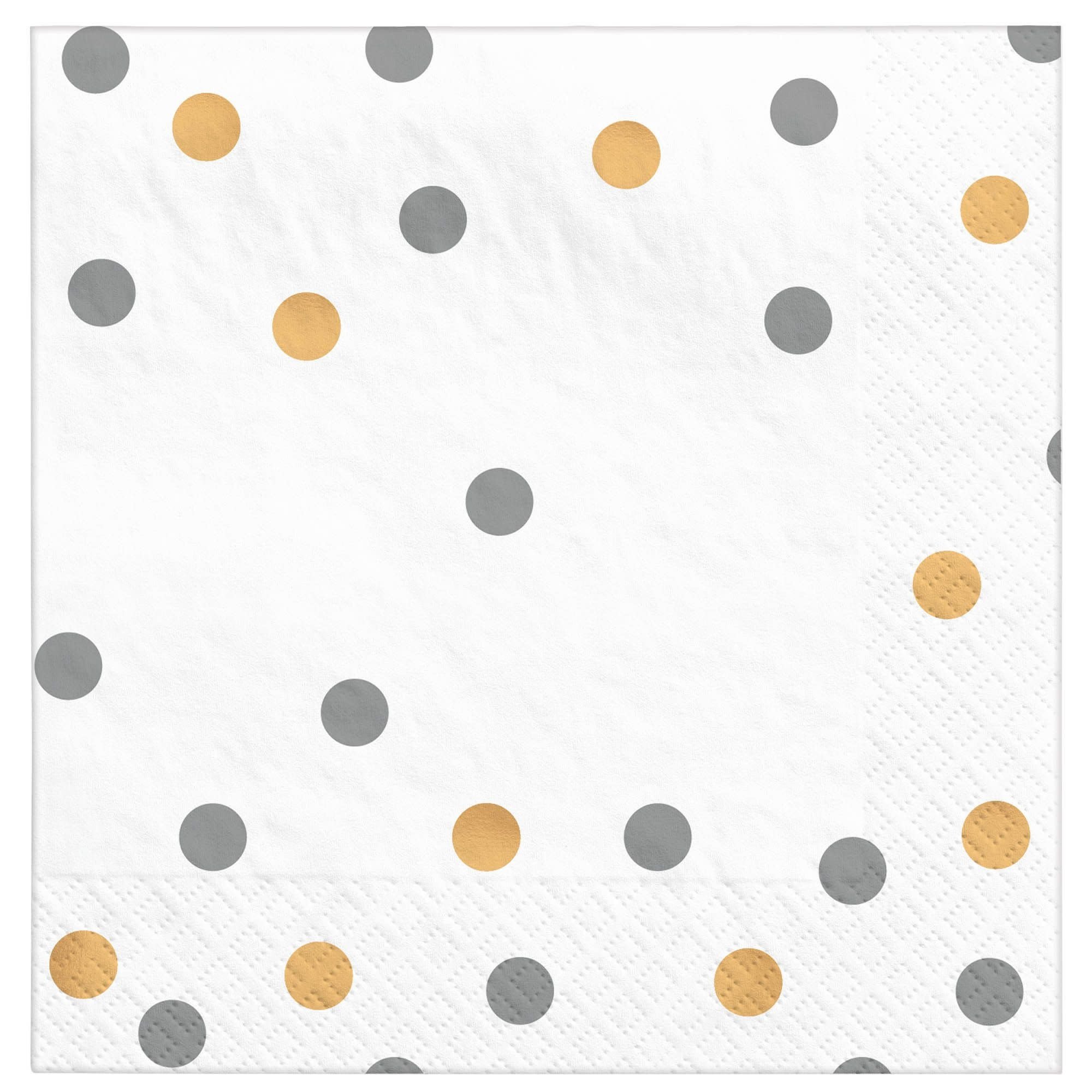 Gold/Silver Confetti Beverage Napkins - Hot-Stamped
