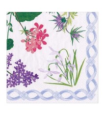 Mary Delany Flower Mosaics Paper Luncheon Napkins in White - 20 Per Package