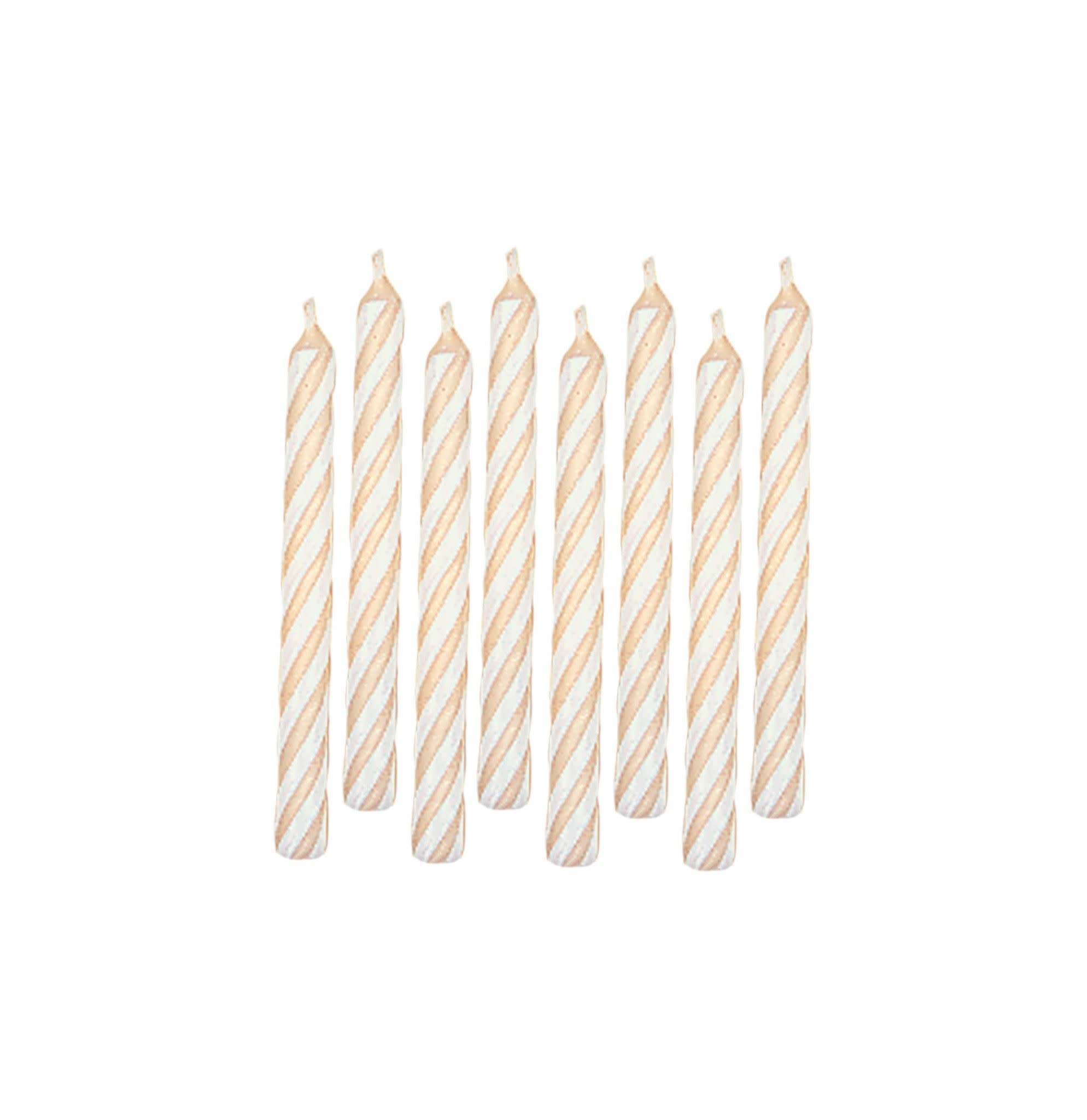 White Candy Stripe Spiral Candles