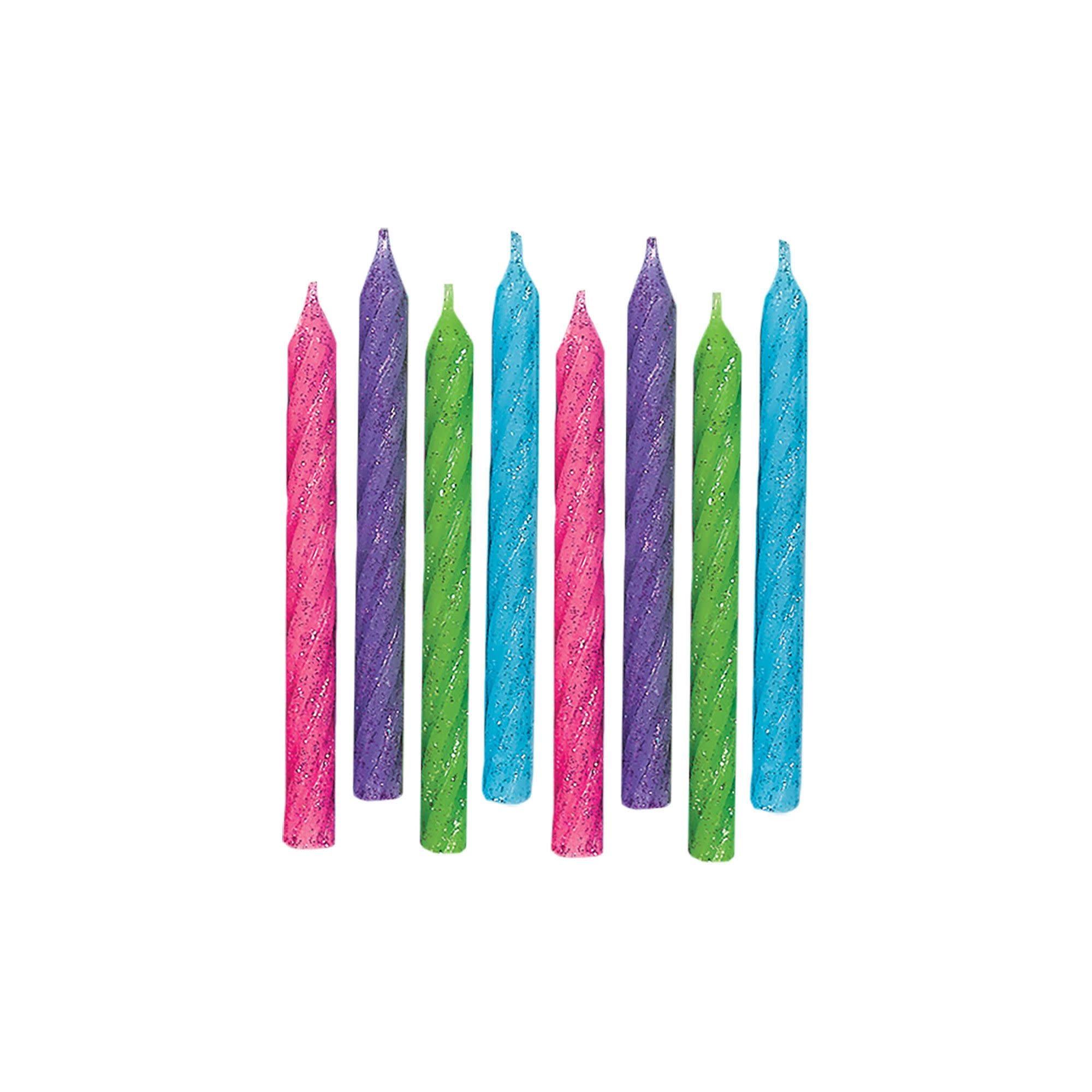 Large Glitter Spiral Candles - Brights