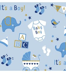 Printed Jumbo Baby Boy Elephant Gift Wrap