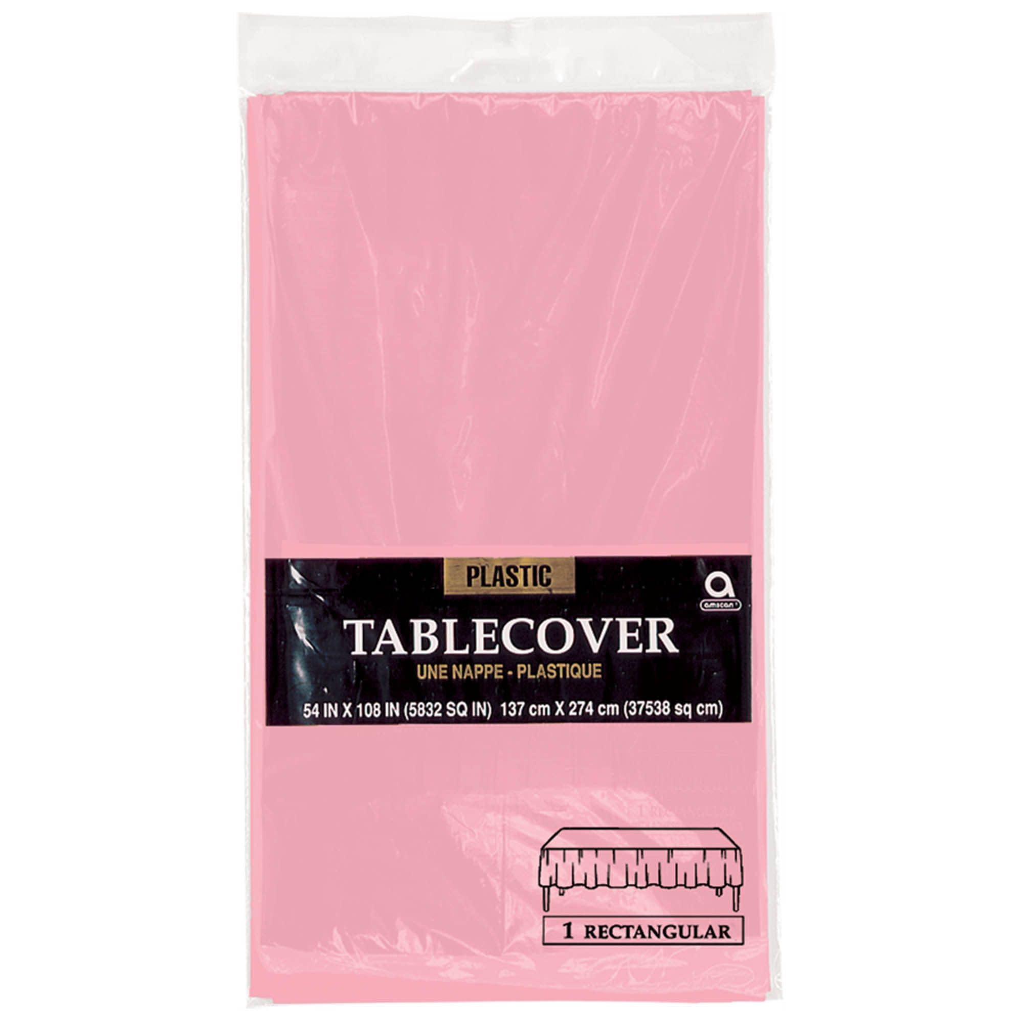 54" X 108" Plastic Table Cover - New Pink