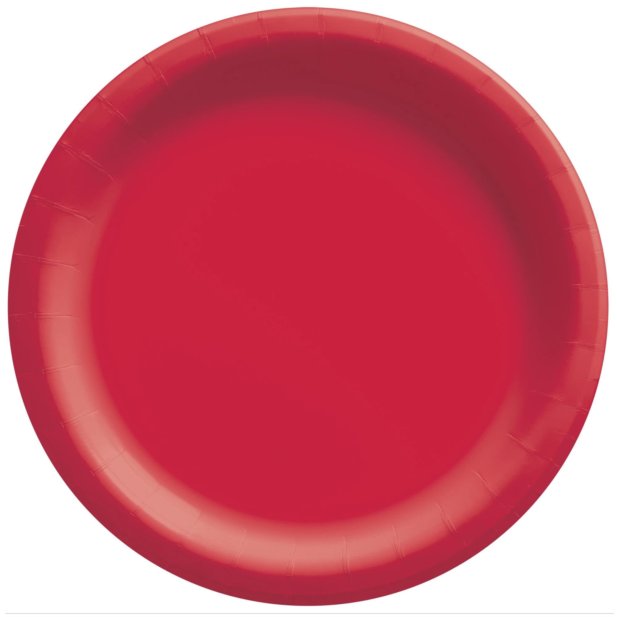 6 3/4" Round Paper Plates, Mid Ct. - Apple Red