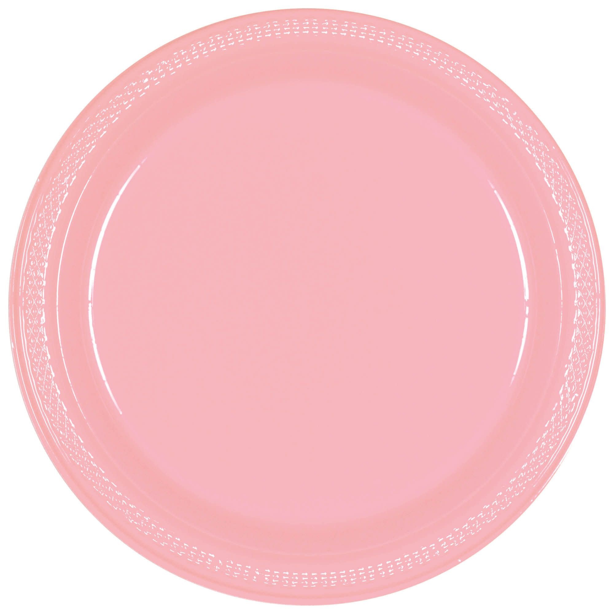7" Round Plastic Plates, Mid Ct. - New Pink