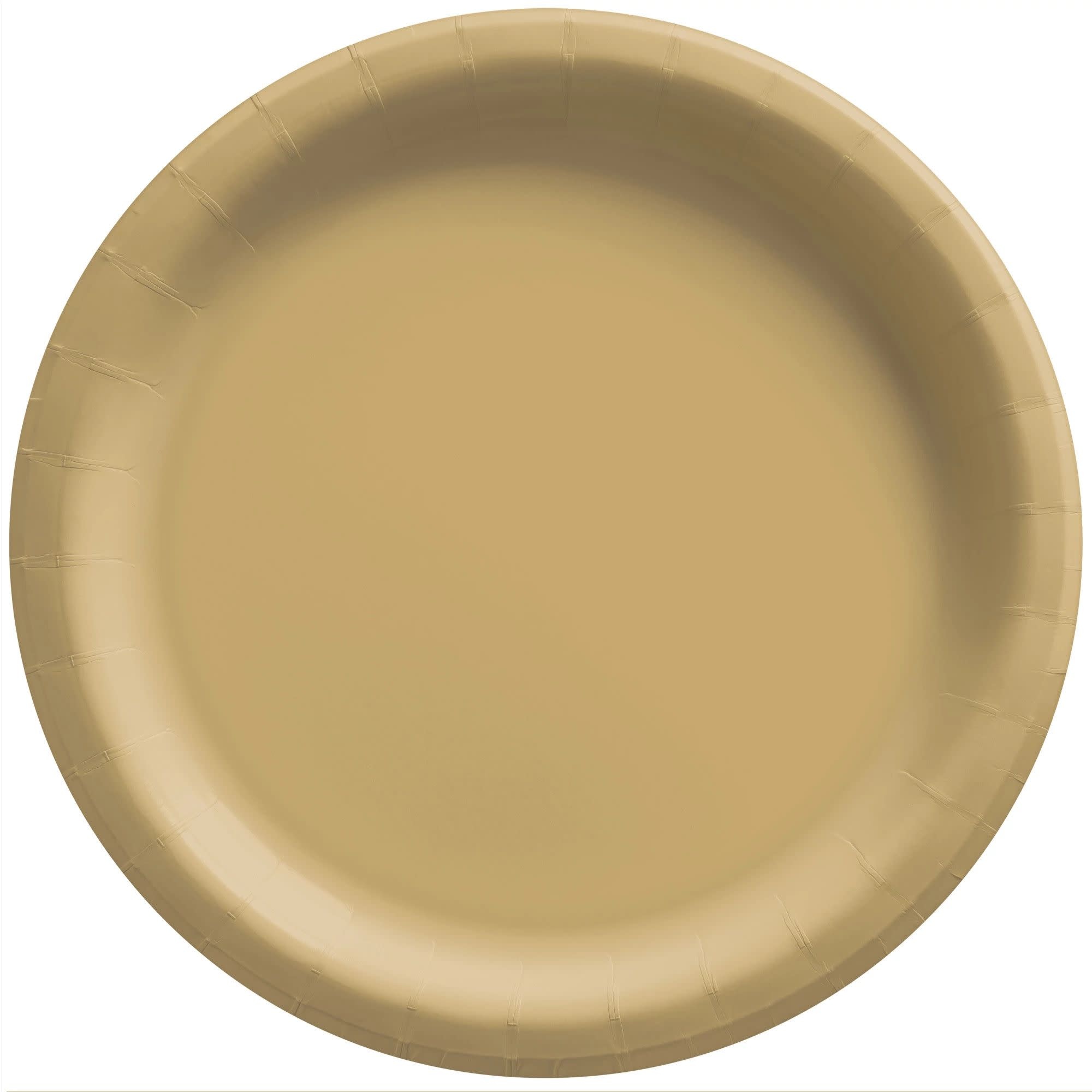 10" Round Paper Plates, Mid Ct. - Gold