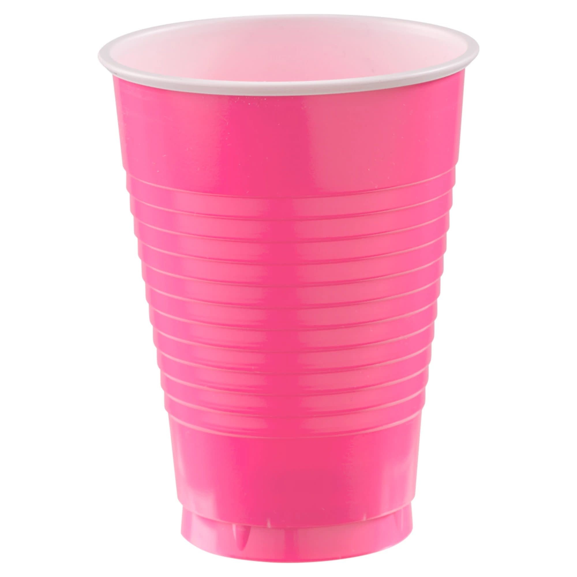 12 Oz. Plastic Cups, Mid Ct. - Bright Pink