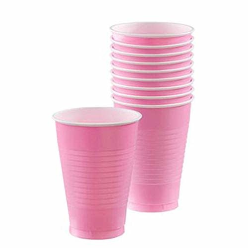 12 Oz. Plastic Cups, Mid Ct. - New Pink