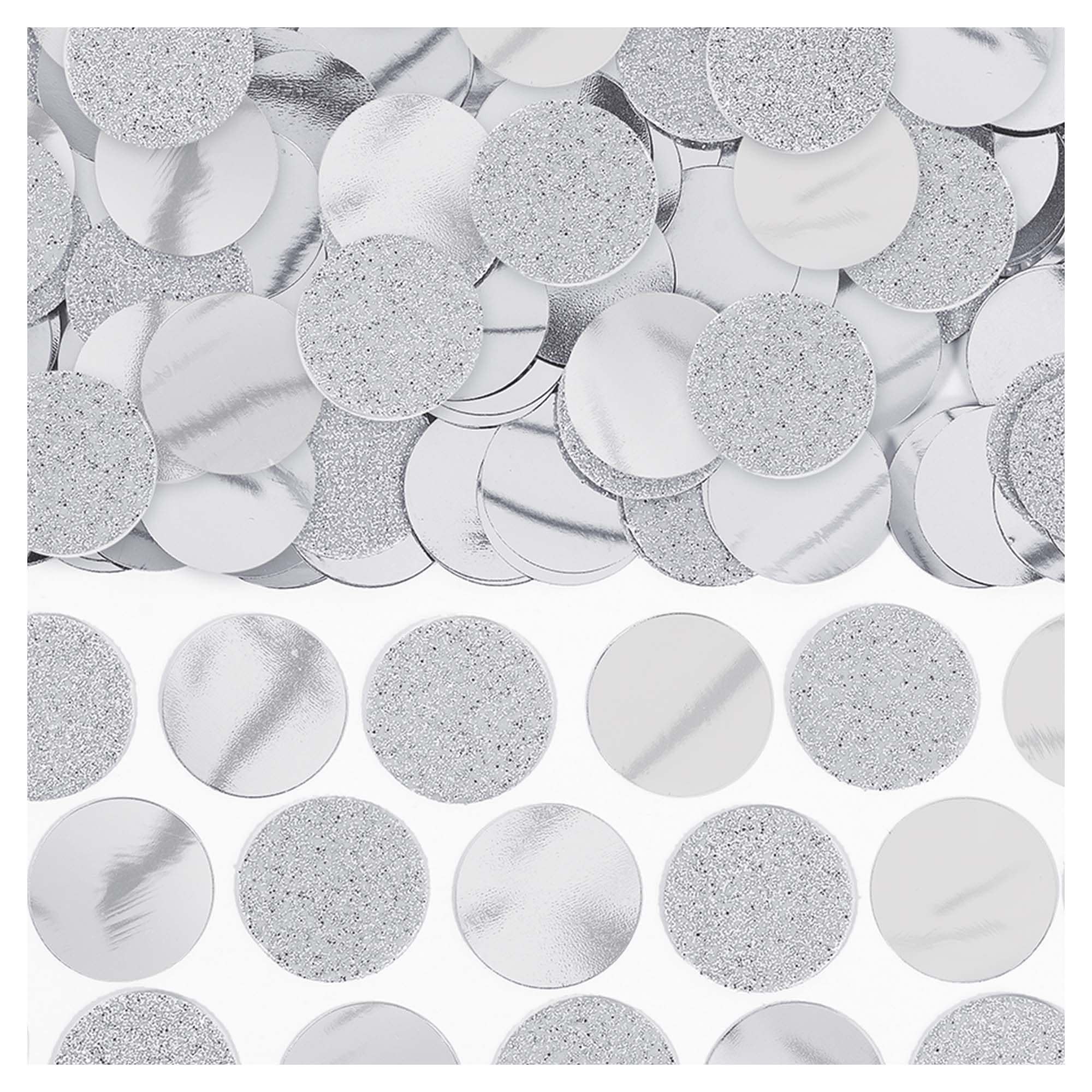 Glitter & Foil Circle Confetti - Silver