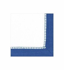 Linen Border Paper Cocktail Napkins in Marine Blue - 20 Per Package