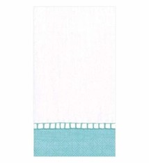 Linen Border Paper Guest Towel Napkins in Robin's Egg Blue - 15 Per Package
