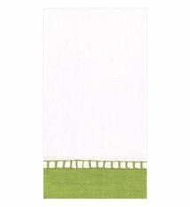 Linen Border Paper Guest Towel Napkins in Green - 15 Per Package