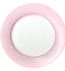 Linen Border Paper Dinner Plates in Petal Pink - 8 Per Package
