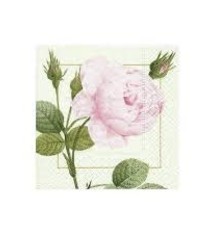 Redoute Rose  Paper Cocktail Napkins in Pink - 20 Per Package