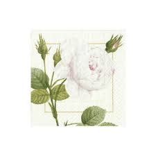 Redoute Rose Paper Luncheon Napkins in Ivory - 20 Per Package