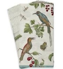 Jeweled Birds  Paper Guest Towel Napkins in Ivory- 15 Per Package