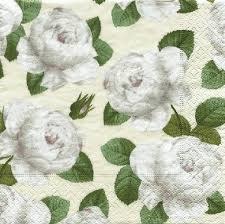 Redoute Rose Paper Luncheon Napkins in Ivory - 20 Per Package