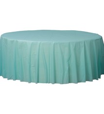 84" Round Plastic Table Cover - Robin's-Egg Blue