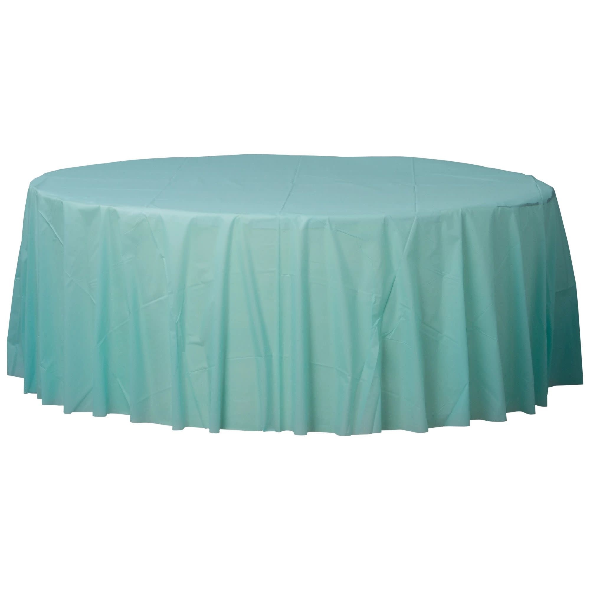 84" Round Plastic Table Cover - Robin's-Egg Blue