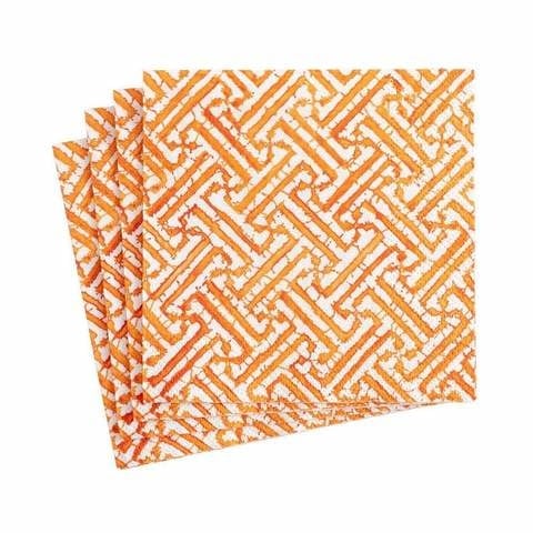 Fretwork Paper Cocktail Napkins in Orange - 20 Per Package