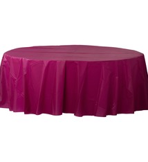 84" Round Plastic Table Cover - Berry